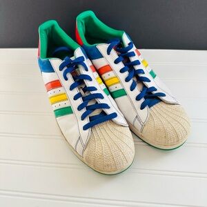 Adidas Superstar Rasta Shoes Men’s Size 13 Multicolor Leather Sneakers Low Top